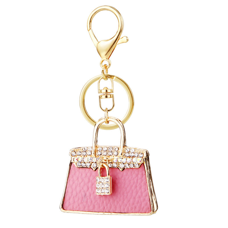 Wholesale Genuine Leather Rhinestone Leopard Print Car Metal Key Chain Ring